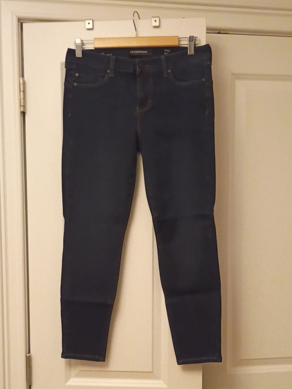 Liverpool Petite Hugger Ankle Skinny Jeans in Dark Wash - Size 6P
